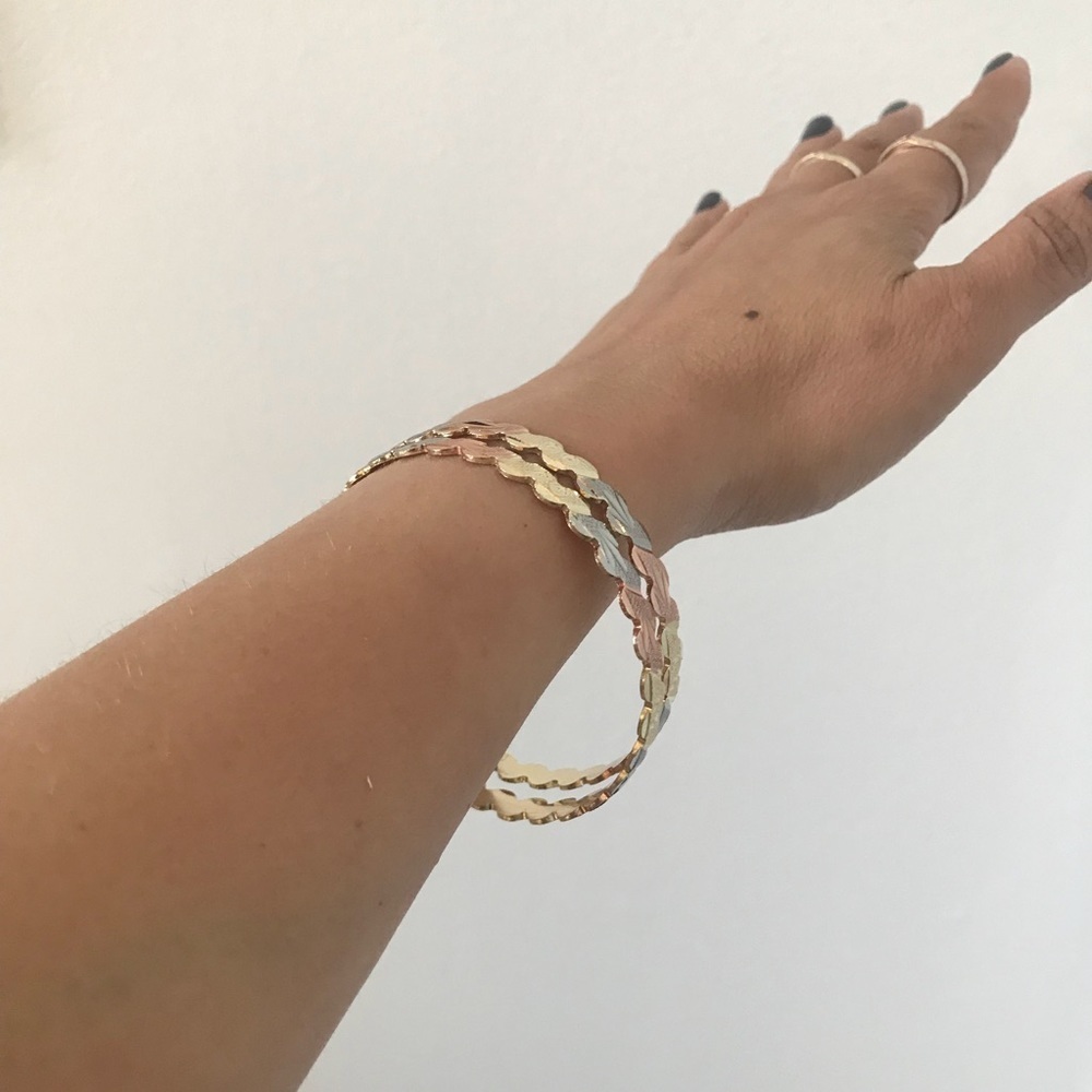2set TriColor Gold Plated Bangle Cuff - Picture 5 of 7
